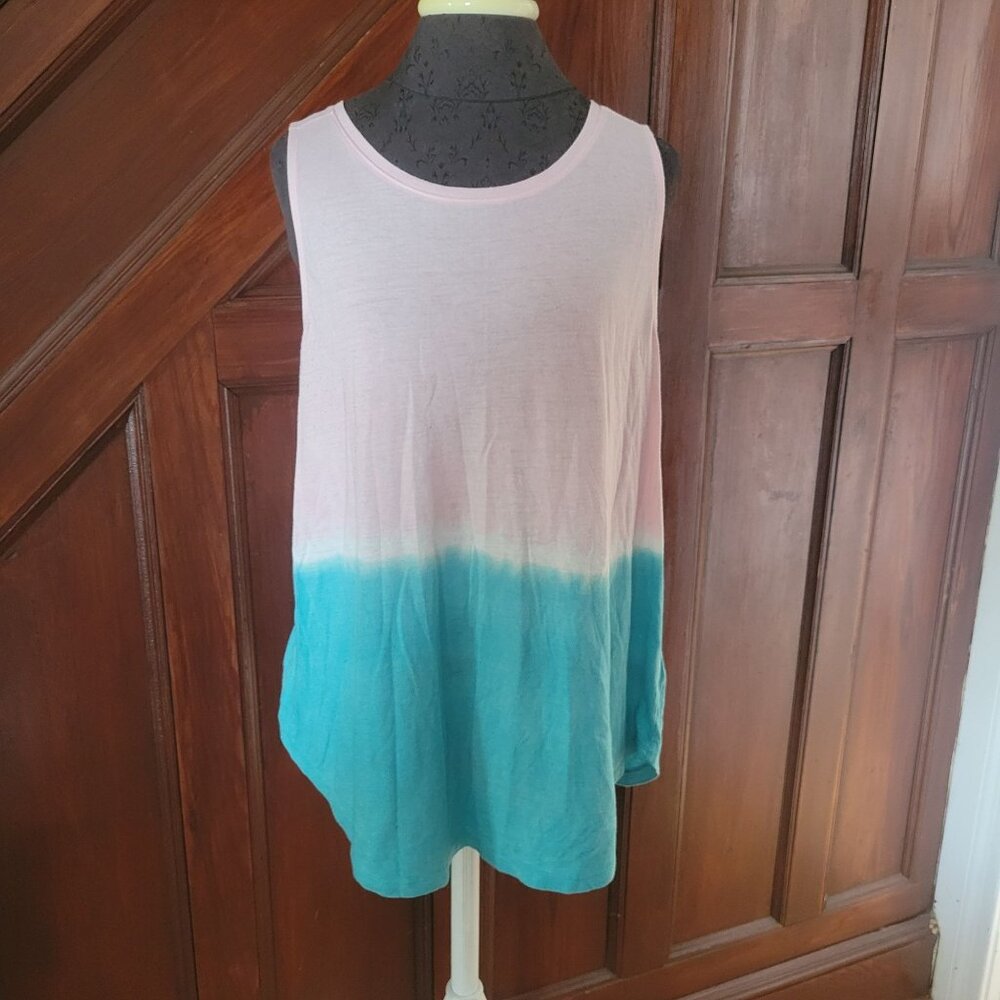 Torrid Sleeveless Dip-Dye Pink & Blue Tank Top Size 1 1x